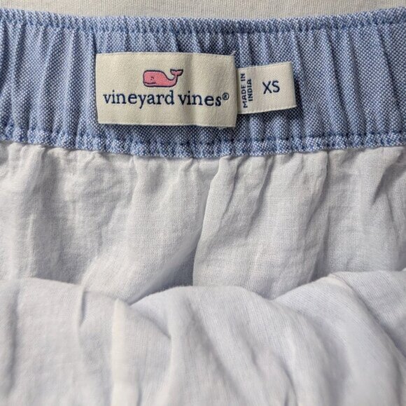 Vineyard Vines Blue Chambray Red Scalloped Eyelet Embroidered Tiered Mini Skirt - Picture 6 of 7